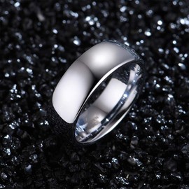 Zoesky Silver Tungsten Wedding Band for Men, 8mm, White Gold Plated, Domed High Polish Comfort Fit, Sizes 6-15 (10)