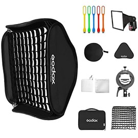 GODOX 32x32inch /80x80cm Foldable Flash Softbox Kit with Grid, Godox S2 S-Type Speedlite Bracket Bowens Mount and Carrying Case for Camera Flash Speedlight Studio Photography Video Shooting