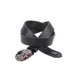 Cipo & Baxx Men's Leather Belt Snake Print Oval Clasp Brand Badge Rocky Belt CG203, black