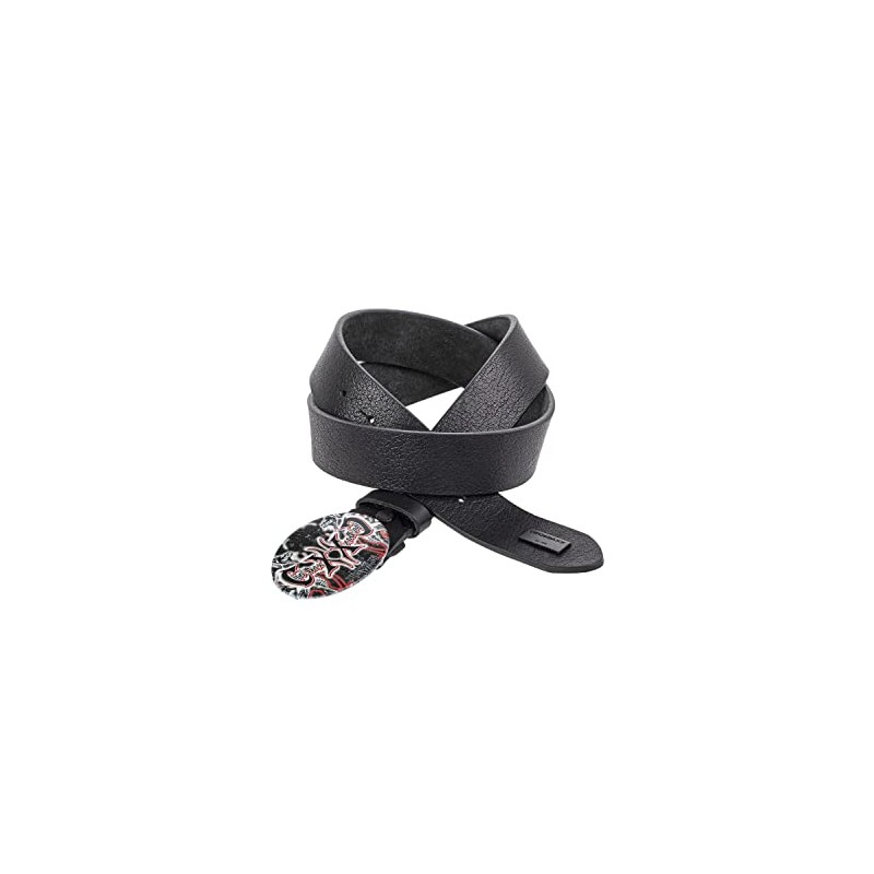 Cipo & Baxx Men's Leather Belt Snake Print Oval Clasp