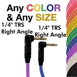 COLUBER CABLE Right Angle 1/4" TRS to Right Angle 1/4" TRS - 1 Feet - Purple - Pro 3-Pin Microphone Connector for Powered Speakers, Audio Interface or Mixer for Live Performance & Recording