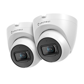 Amcrest Pack of 2, UltraHD 4K (8MP) Outdoor Security IP Turret PoE Camera, 3840x2160, 98ft NightVision, 125° FOV, IP67, MicroSD Recording (256GB), White (2PACK-IP8M-T2599EW-AI-V3)