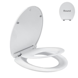 Toilet Seat Round with Toddler Seat Built In, 3X SOFT-CLOSE for Both Toddler & Adult Seats, Potty Training Toilet Seat, No Wiggle and Easy to Install, Detachable Toddler Seat for Longterm Usage, White