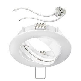 ledscom.de Circ Ceiling Mounting Frame Aluminium Pivoting White (LED/Halogen/MR16/50 mm) with GU5.3 Socket