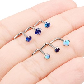 Leiainely F136 Titanium 18g L Shaped Nose Rings Studs Piercings Jewelry for Women Men 18 Gauge Hypoallergenic