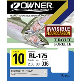 Owner Trout Hook Fluorocarbon 150 cm Blue - 6 Trout Hooks Size / Diameter / Load Capacity 12 / 3.7 kg / 0.20 mm