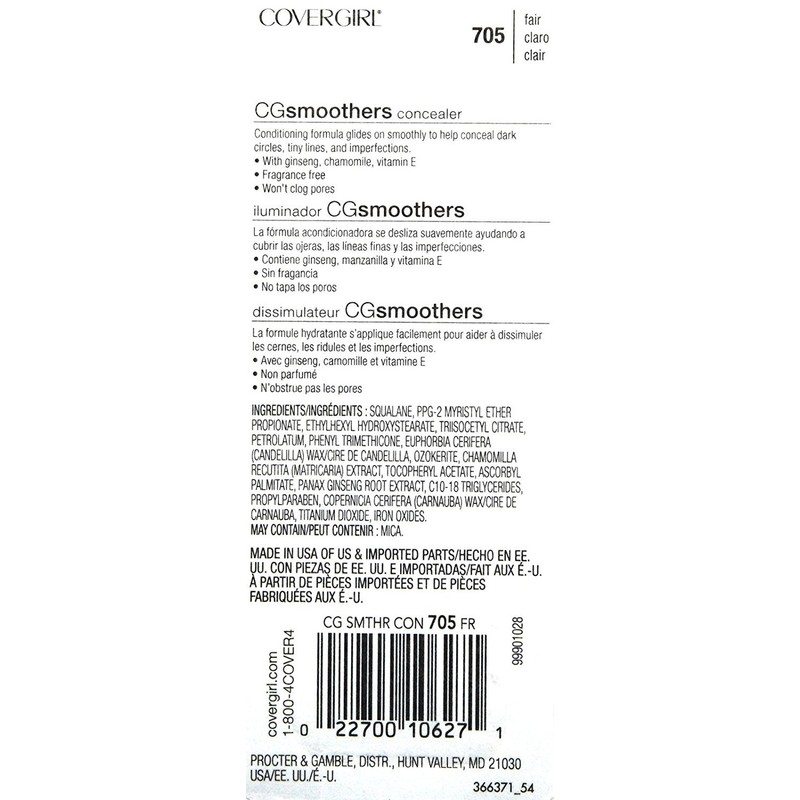 CoverGirl Smoothers Concealer, Fair [705], 0.14 oz (Pack of 2)