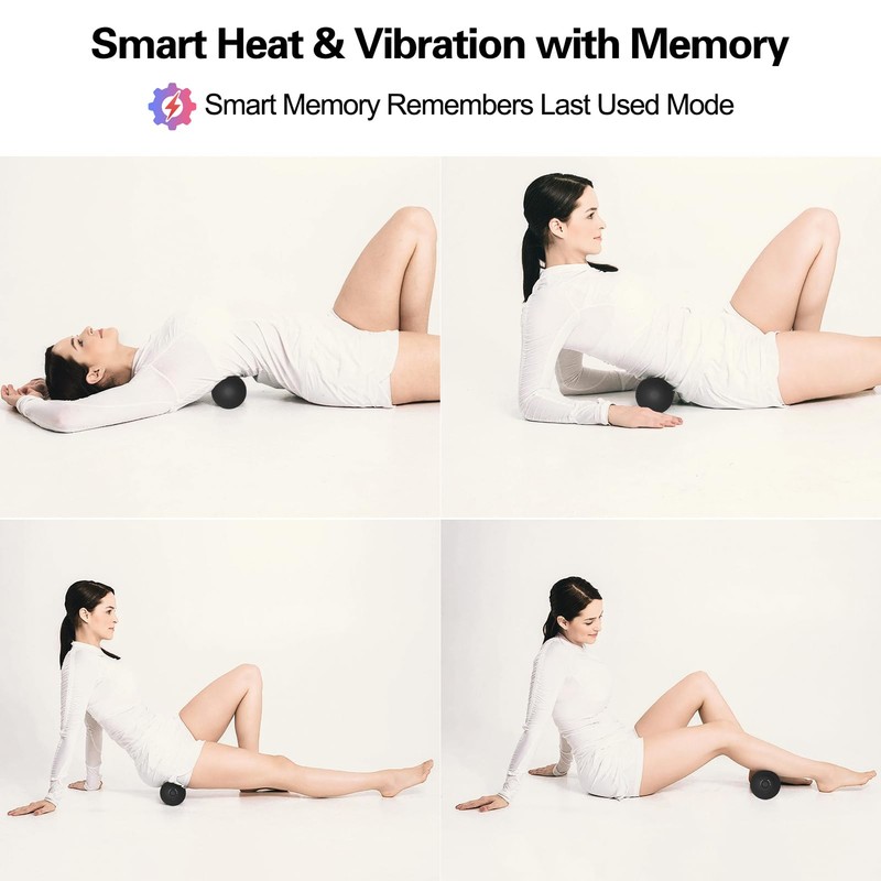 JIEJUNJIE Vibrating Massage Ball with Heat, 7 Modes, Memory, Myofascial