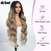DÉBUT Long Wavy Synthetic Lace Front Wigs Ombre Dark Blonde