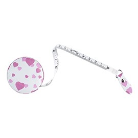 The Quilted Bear Heart Retractable Tape Measure with Double Sided Metric & Imperial Measuring Tape for Sewing, Tailors or as a Body Measuring Tape 150cm/60" (Pink)