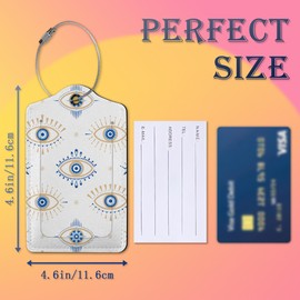 2 Pack Luggage Tags for Suitcases,Evil Eye Pattern Leather Cruise Suitcases Tag with Stainless Steel Loop Privacy Cover ID Label Travel Bag Tags Luggage Identifiers for Women Girl Suitcase