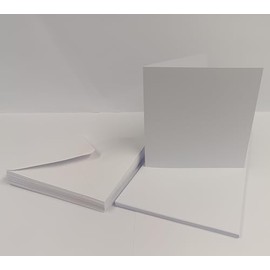 Stella Crafts 25 Pack 7" x 7" Pre-Creased White Blank Cards (250gsm) & Envelopes (100gsm) – Premium Quality for Card Making & Crafting
