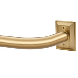 Vimayta Wrap Around Curtain Rod for 28 to 160 Inches Window, Splicing Structure, 1 Inch Room Darkening Blackout Curved Drapery Rods with Heavy Duty Alloy Bracket, Wall&Ceiling Mounted, Brushed Gold