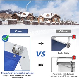 Hidalife Snow Roof Rake,20ft Snow Removal Tool with Wheel and Adjustable Extended Long Handle for Cedar Shake Roof,Metal,Tile Roof,Long or Low Pitched Roofs