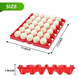Aqwxc 4-Pack Plastic Egg Tray Egg Crate, 30-Egg Flats for Home Chicken Farmers, Stackable & Durable, Great for Storing, Sorting & Shipping, and Reusable (4-Pack Red)