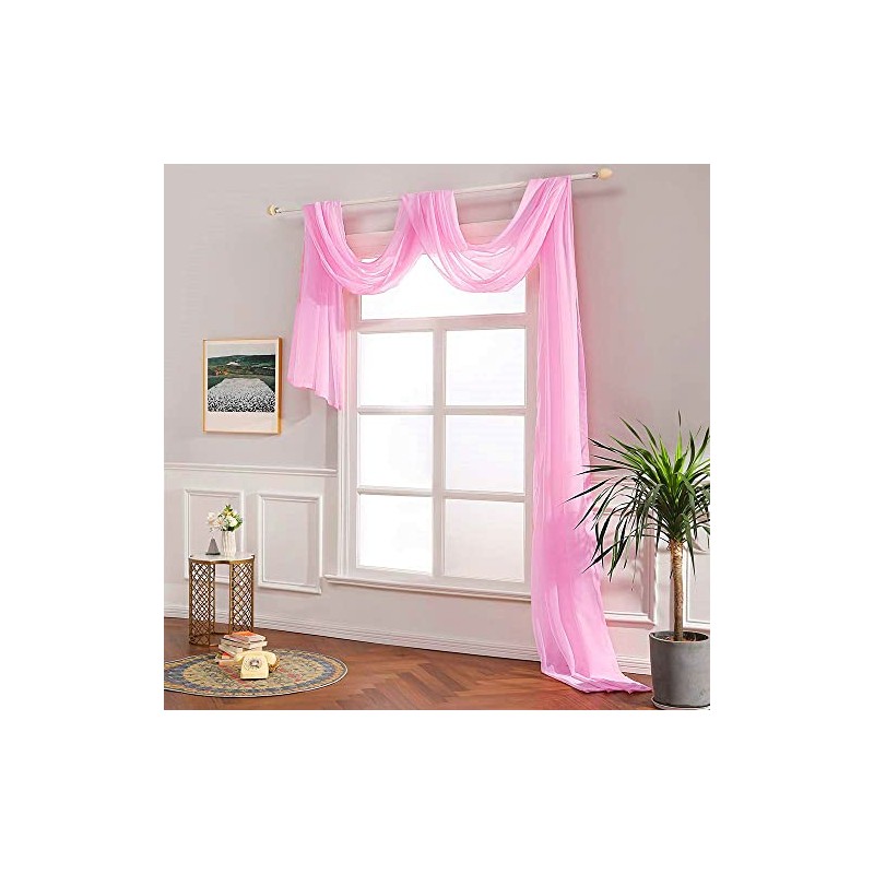 Megachest TAILORED VOILE WINDOW SCARF PELMET (CANDY PINK, 56"X197"X1 Panel)