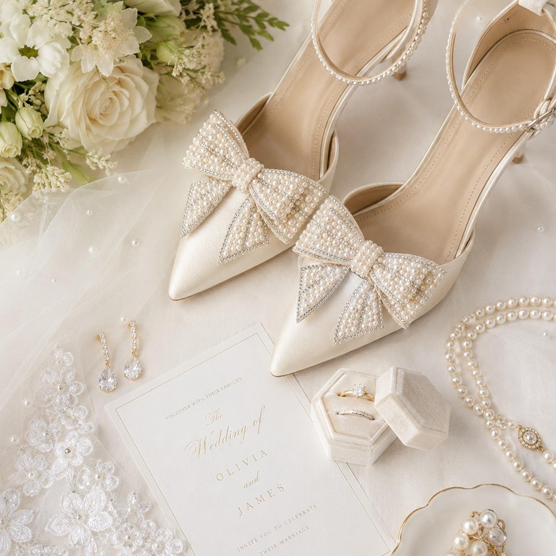 LUOZZY RRhinestone Faux Pearl Bowknot Shoe Clips High Heels Accessories