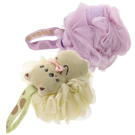 Outanaya 2pcs Cartoon Bath Shower Loofahs for Boy Girl Soft Body Exfoliating Bath Sponges Lightweight Portable Shower Fun Relaxing Essentials