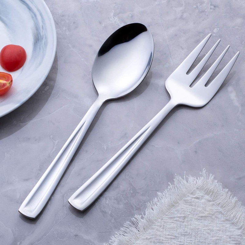 GoGeiLi Stainless Steel Serving Spoon and Serving Fork Set, Include