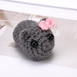 Fokroin Hamsti Keyring, Sad Hamster with Sound, Crochet Keyring, Cute Hamster Plush Toy, Sad Hamster Keyring, Anti-Stress Small Gift for Friend Partner, grey / brown