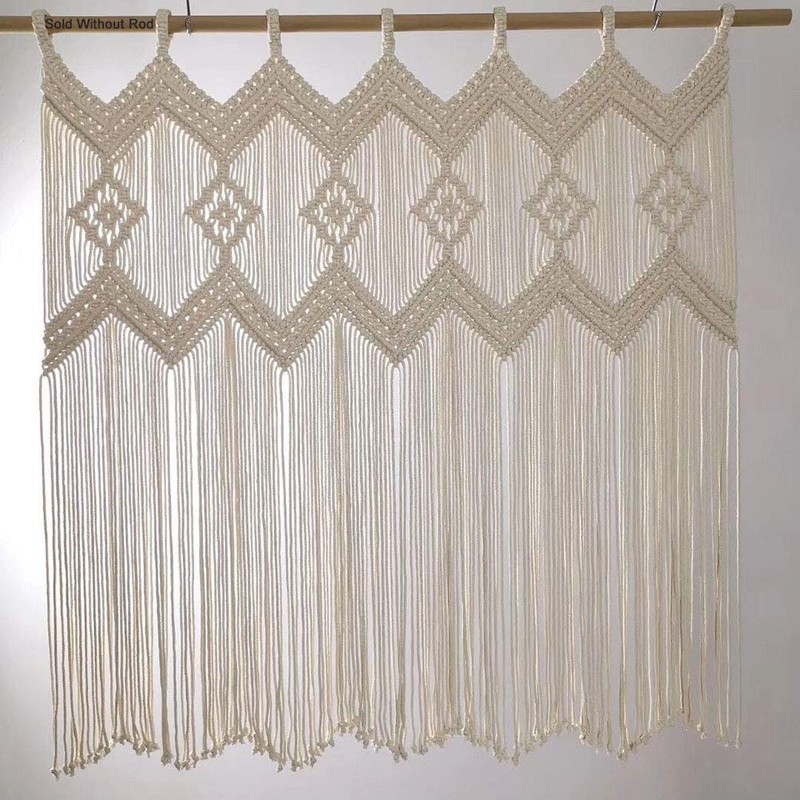 Achart - Cenefa de macramé, paneles de cortina de macramé,
