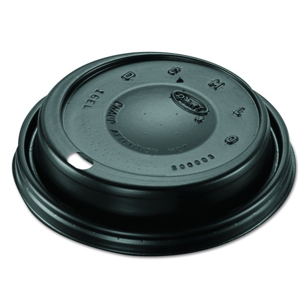 DART 16ELBLK Cappuccino Dome Sipper Lids, Black, Plastic, Pack of 100 (Case of 10 Packs)