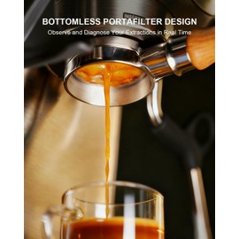 54mm Bottomless Portafilter 3 Ears, Bottomless Naked Portafilter Compatible with Breville/Sage Barista Express BES870/876/878/880/881/450/500/810/840, with Puck Screen and 18g Filter Basket - Rosewood