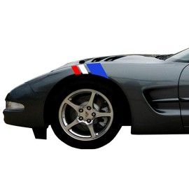 USA Flag no Stars Fender Hash Mark Bars Vinyl Graphic Decal Racing Stripes (Fits Chevy Corvette C5) Both Sides - Red, White & Blue