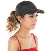Dad Hat Ponytail Messy Bun Trucker Ponycap (Solid - Black