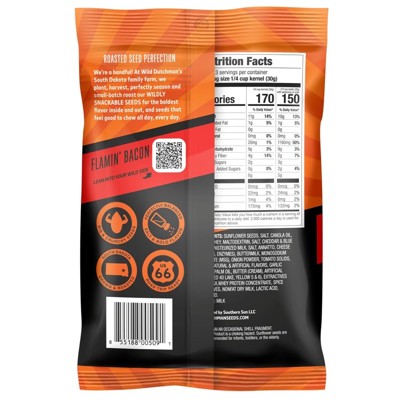 Wild Dutchman Roasted Sunflower Seeds in a Resealable Bag for
