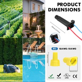 Lemiuda 20 Pack Direct Bury Waterproof Wire Splice Kit with P11 Wire Nuts 18-10AWG, Electrical Wire Connectors for Landscape Light, Irrigation Valves, Wet Location Installation