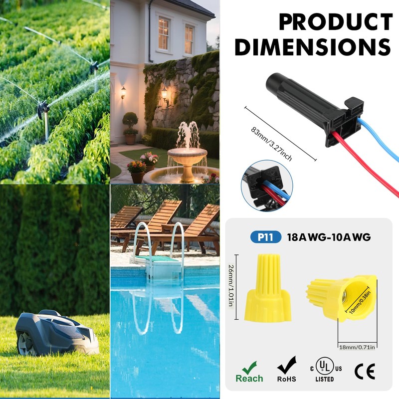 Lemiuda 20 Pack Direct Bury Waterproof Wire Splice Kit with