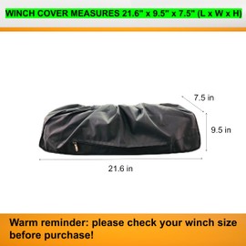 Winch Cover, Heavy Duty 600D Oxford Fabric Waterproof Dustproof Electric Winch Cover, Winch Protector for Most 8000-17500 Lbs Electric Winches. (L21.6" x H9.5" x W7.5") - Gray