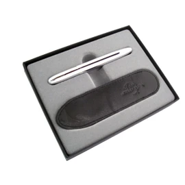 Fisher Bullet Space Pen with Black Leather Pouch - Chrome