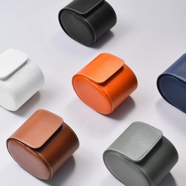 Papten Watch Travel Case for Women Portable Single Watch Box Fits all Wristwatches & Smart Watches（Orange）