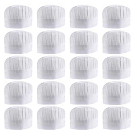 SKJAXF 20 Pcs Chefs Hat, Chef Hat, Chef Hats, Chefs Hats for Adults, Chef Hats for Men, Suitable for Home Kitchens, Food Occasions, Courses and Parties, Restaurants, Cooking. White
