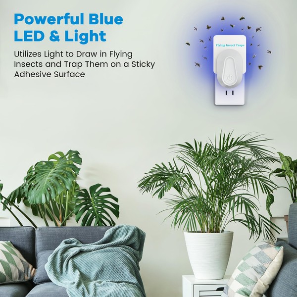 Indoor Fly Trap Plug-in Insect Traps 2 Devices with 6
