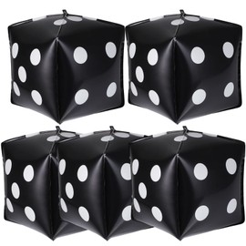jojofuny 5Pcs Aluminum Foil Dice Balloons Inflatable Giant Cube Balloons for Wedding Birthday Game Night Theme Party Decorations, Black