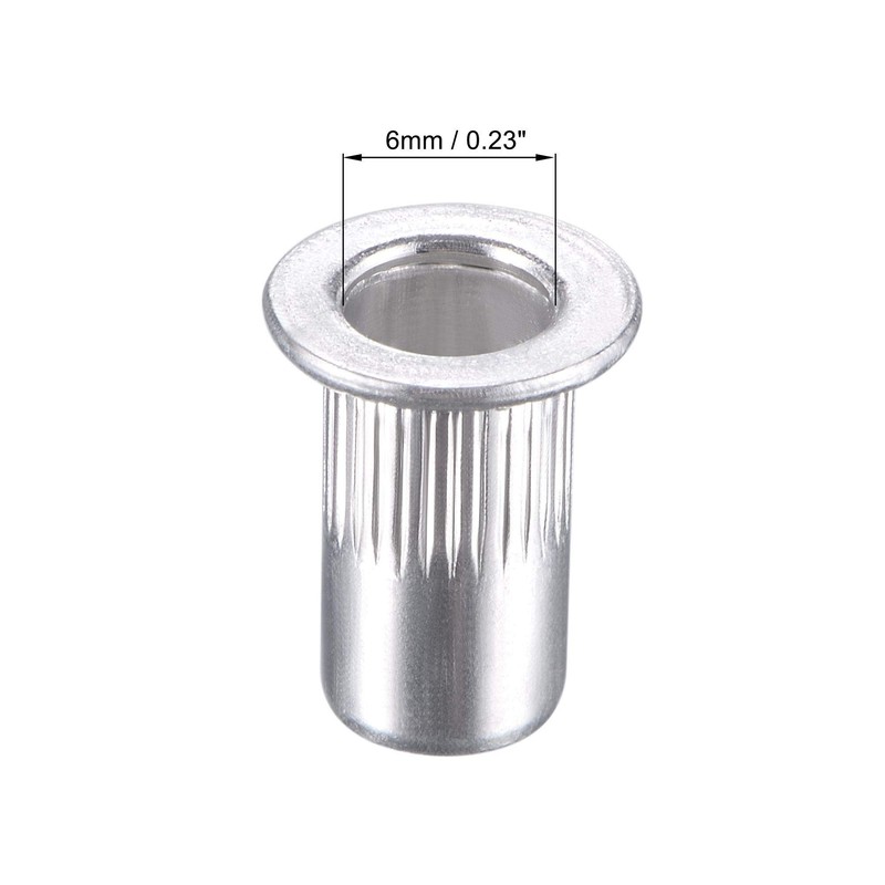 sourcing map M4 Rivet Nuts Aluminium Alloy Knurled Flat Head