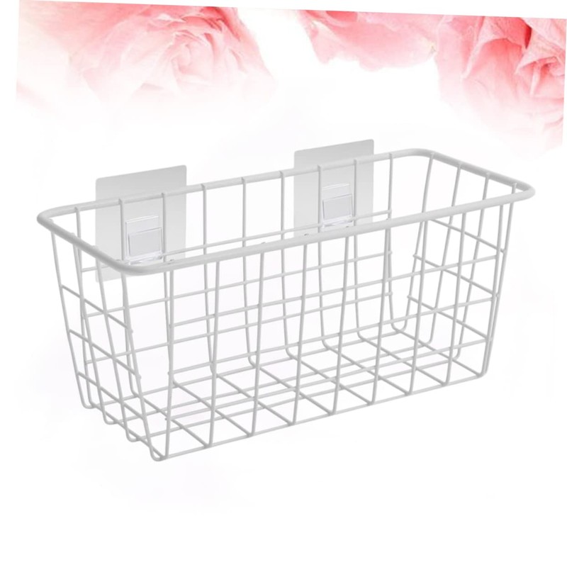 OHPHCALL Creative Wall Mounted Storage Basket White Iron Hanging Organizer