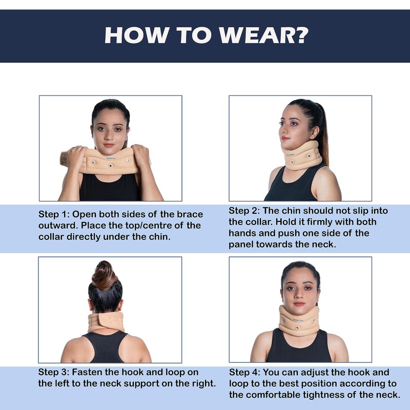 WC- Soft Cervical Collar Adjustable Collar Neck Support Brace, Neck