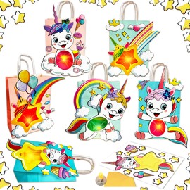 6 Lantern Craft Set for Children, Lantern St Martin with Tracing Paper and Double-Sided Glue and LED Beads, Lantern Crafts for Girls and Boys, Ideal Birthday for Children - Unicorn