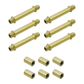 KUMGROT 2.76"/70mm Ceiling Light Extension Rod Straight Pipe Lamp Stem Gold Finish Lamp Rod with Connector Lighting Fixture Downrods & Stems M10 Metal Lamp Riser Pipe Accessory, 6pcs