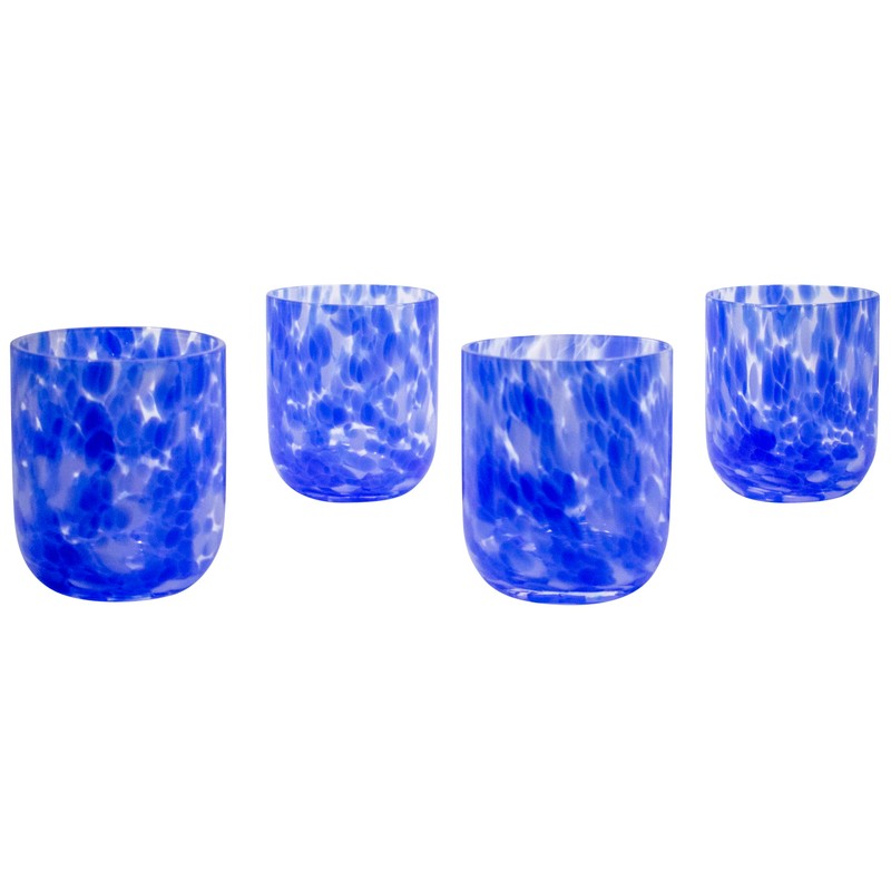 Stephanie Imports Set of 4 Handcrafted Double Old-Fashioned Confetti Drinking