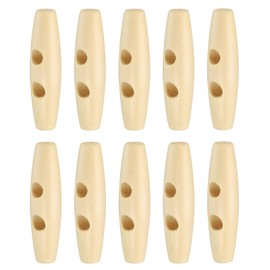 HARFINGTON 10pcs Wooden Toggle Buttons 50mm / 2" Wood Olive Sewing Buttons 2-Hole Wood Horn Oval Buttons Sewing Accessories for Coat Sweaters Clothing DIY Craft, Natural Color