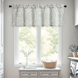 Leeva - Cenefas grises para ventanas, cortina de cocina con filtro de luz con textura de lino, ventana pequeña, bolsillo para barra de impresión de hojas, cenefa de café para recámara, sala de estar,