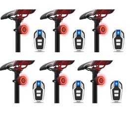 NineLeaf Bike Alarm Anti Theft with Remote, Rechargeable Bike Tail Light, 113dB Loud Sound, USB Charging, IP65 Waterproof Bicycle Alarm System for E-Bikes, Scooters, and Motorcycles (6 Pack)