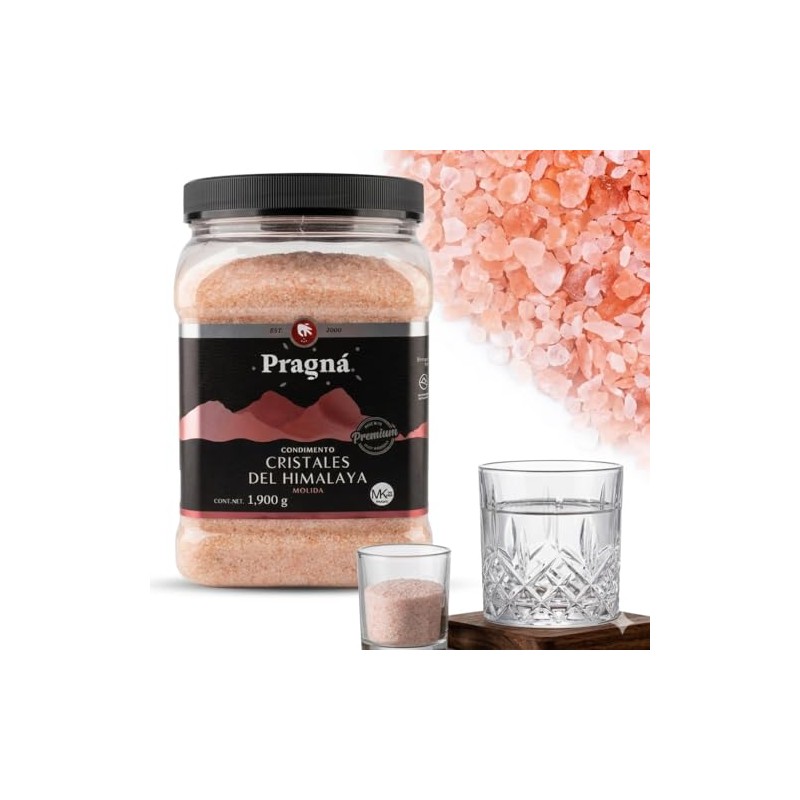 Pragná Sal del Himalaya, Cristales puros 100% Naturales. Bote con