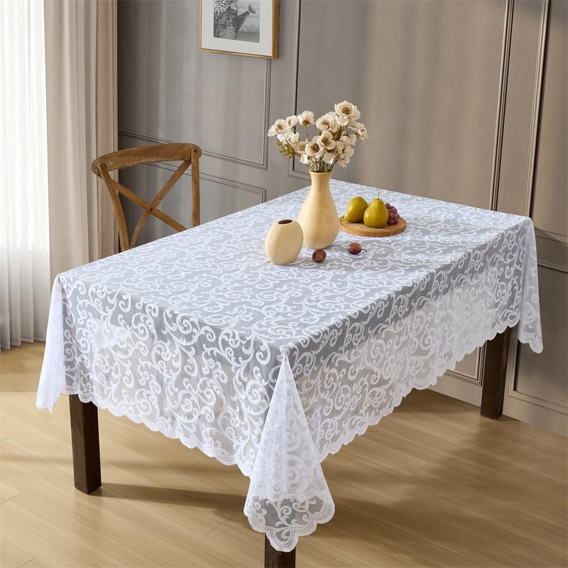 HLC.ME Scroll Lace Fabric Tablecloth, Lace Fabric Table Cloth for