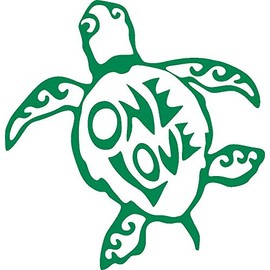 One Love Turtle Rasta Reggae Vinyl Cutout Sticker 3.25-by-3.4 Inches (Black)